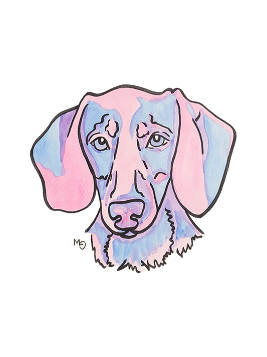 Dachshund (Short Haired) Colorful Pet Portrait