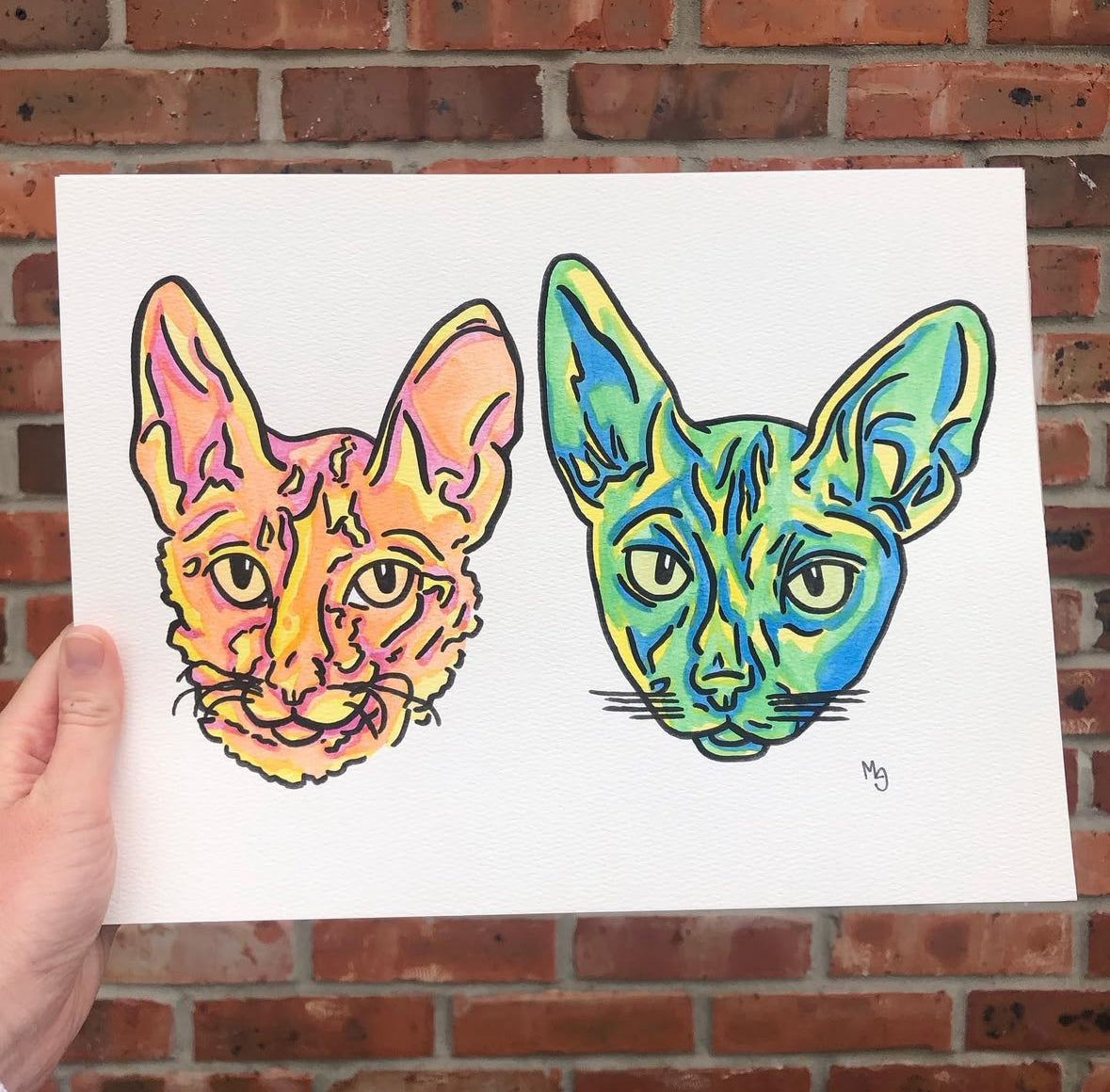 4 Pets- Custom Colorful Pet Portrait