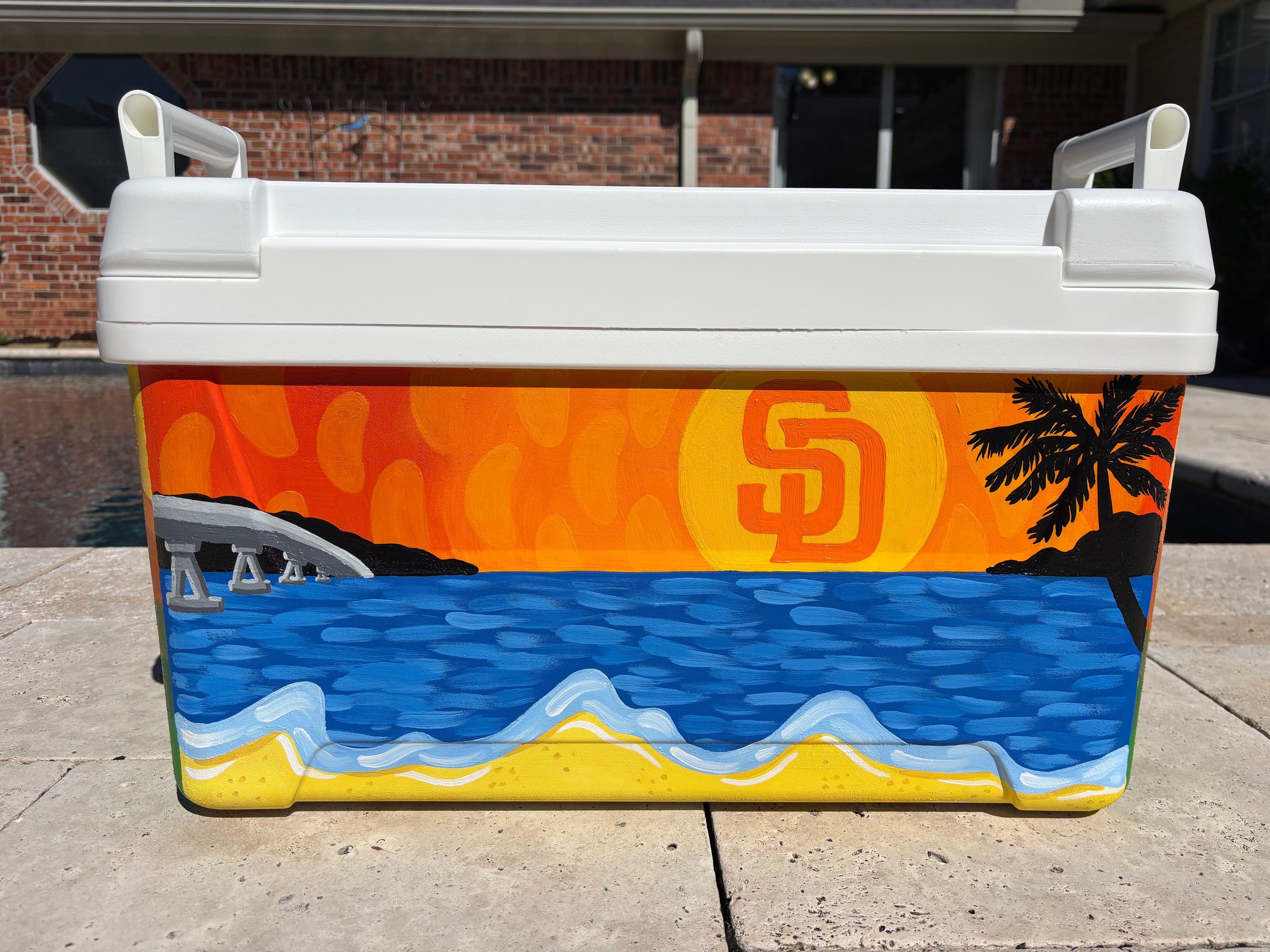 Large Custom Painted Ice Chests