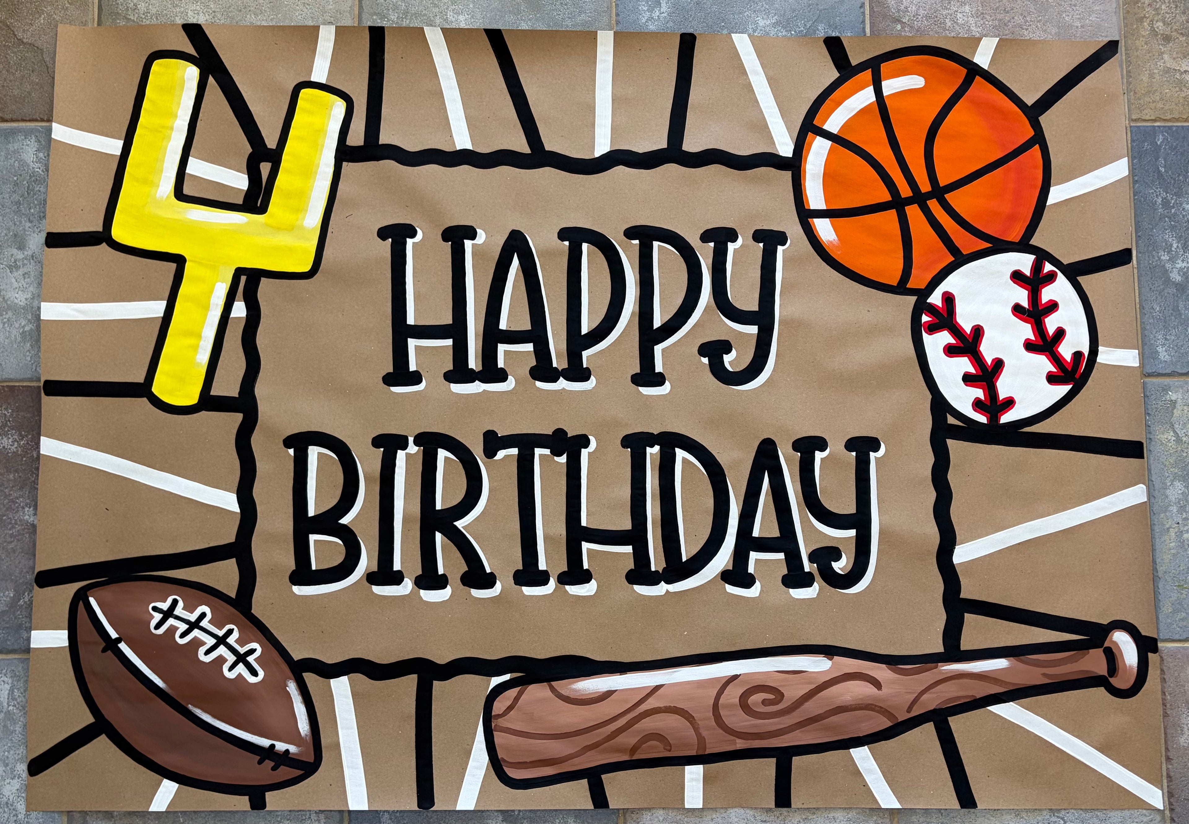3x4ft Sports Birthday Banner- Ready to Ship