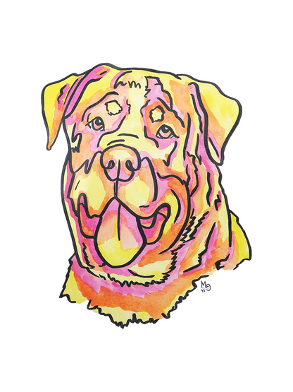 Rottweiler Colorful Pet Portrait