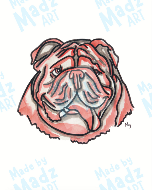 Bulldog in Red and Black