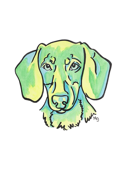 Dachshund (Short Haired) Colorful Pet Portrait